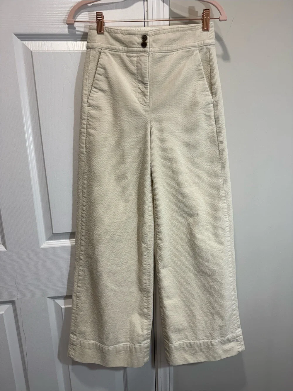 J.Crew Cream Corduroy Wide Leg Pants High Rise Size 0